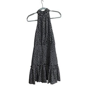 Betsey Johnson Black and White Polka Dot Halter Neck Dress - Size 6